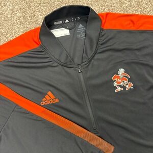 Miami Hurricanes Adidas 1/4 Zip Pullover Mens XL Black Orange Primeblue